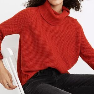 Madewell Eastbrook Turtleneck Split Back Sweater Burnt Orange